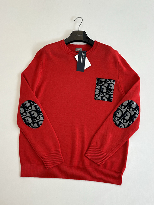 ディオールスーパーコピー Obilque 新作パッチワークレターポケットエルボーニットセーター