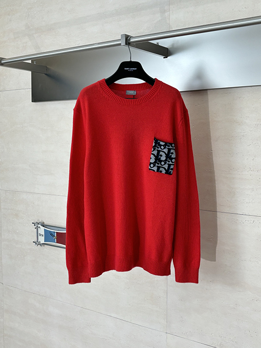 ディオールスーパーコピー Obilque 新作パッチワークレターポケットエルボーニットセーター