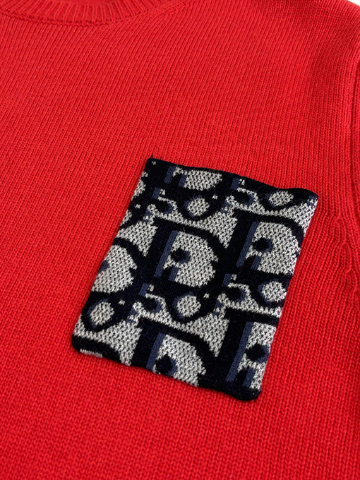 ディオールスーパーコピー Obilque 新作パッチワークレターポケットエルボーニットセーター