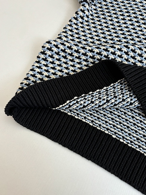 ルイヴィトン 千鳥格子のカラーブロックチャンキーニットジャカードセーター