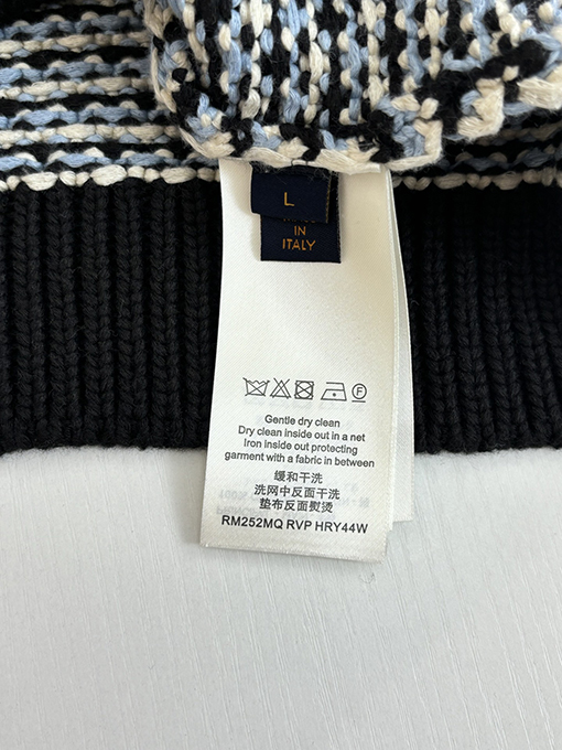 ルイヴィトン 千鳥格子のカラーブロックチャンキーニットジャカードセーター