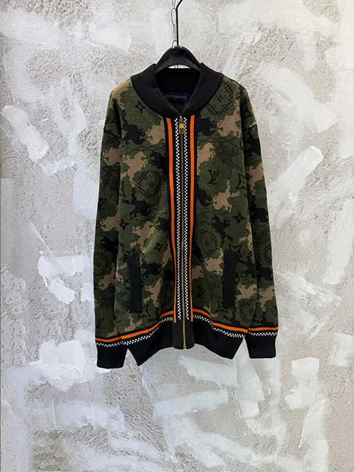 ルイヴィトンコピー Damier ヘビーデューティーカモフラージュジャカードカーディガンセータージャケット