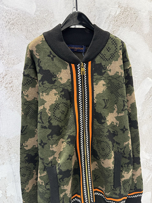 ルイヴィトンコピー Damier ヘビーデューティーカモフラージュジャカードカーディガンセータージャケット