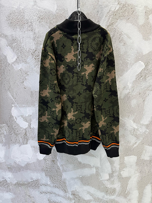 ルイヴィトンコピー Damier ヘビーデューティーカモフラージュジャカードカーディガンセータージャケット