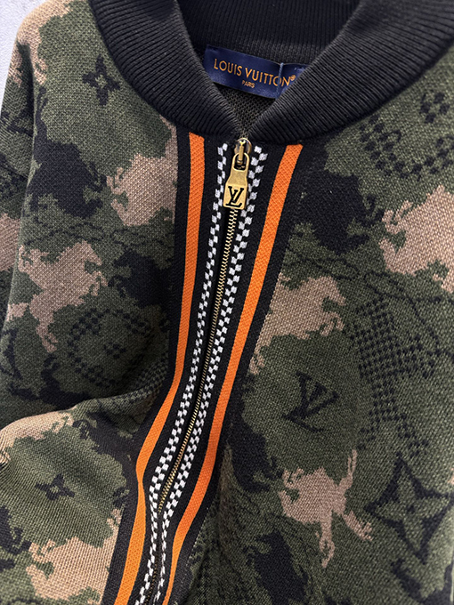 ルイヴィトンコピー Damier ヘビーデューティーカモフラージュジャカードカーディガンセータージャケット