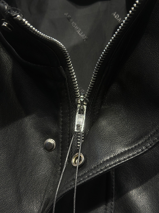 バレンシアガスーパーコピー レター刺繍スタンドカラーフライトレザージャケット