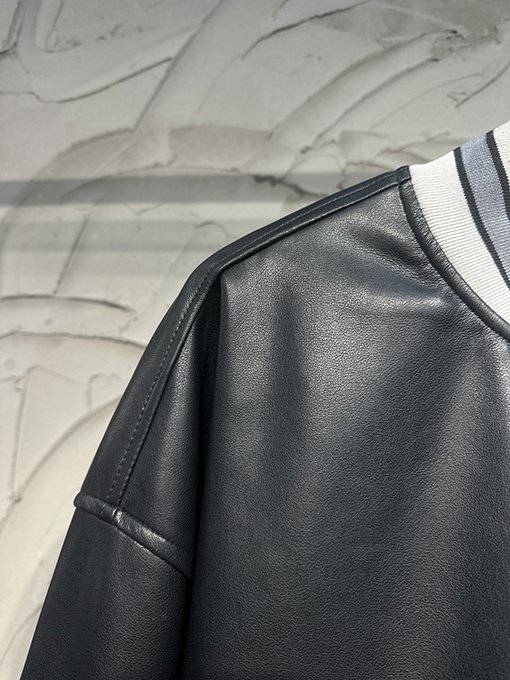 バレンシアガ Balenciaga Football フットボールシリーズ ヘビー刺繍レザージャケット ベースボールジャージ