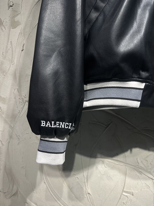 バレンシアガ Balenciaga Football フットボールシリーズ ヘビー刺繍レザージャケット ベースボールジャージ