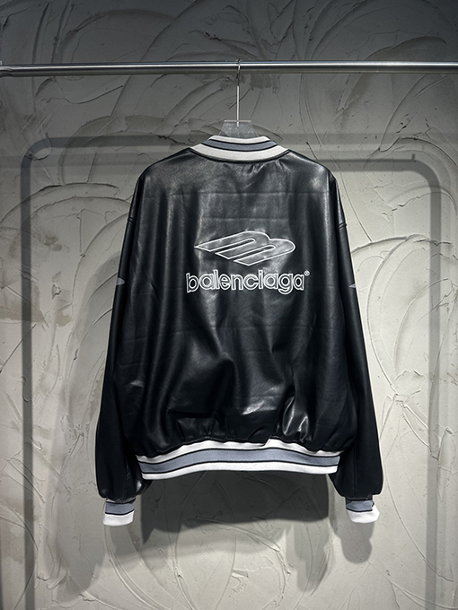 バレンシアガ Balenciaga Football フットボールシリーズ ヘビー刺繍レザージャケット ベースボールジャージ