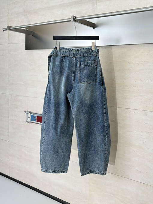 ロエベ デニムレザーラベルベルトジーンズ