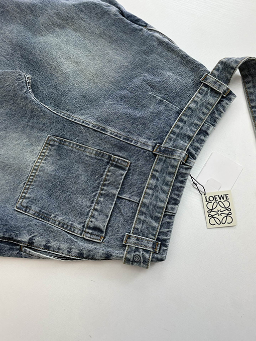 ロエベ デニムレザーラベルベルトジーンズ