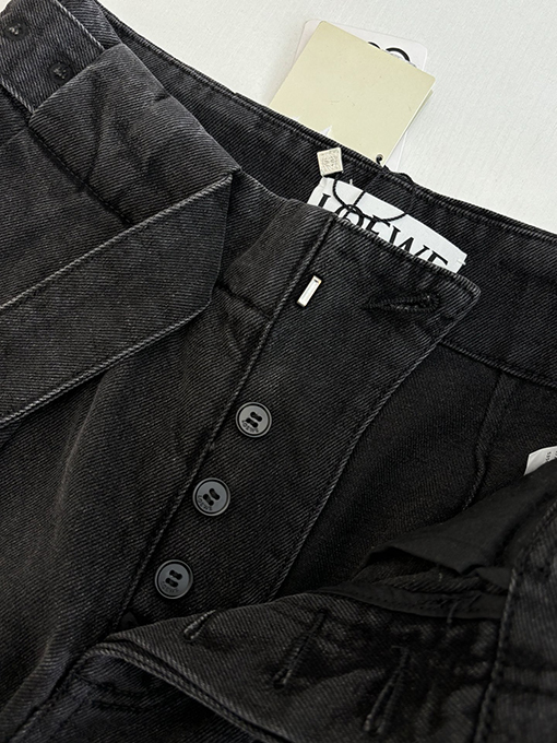 ロエベ デニムレザーラベルベルトジーンズ