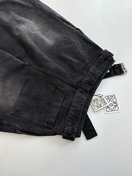 ロエベ デニムレザーラベルベルトジーンズ