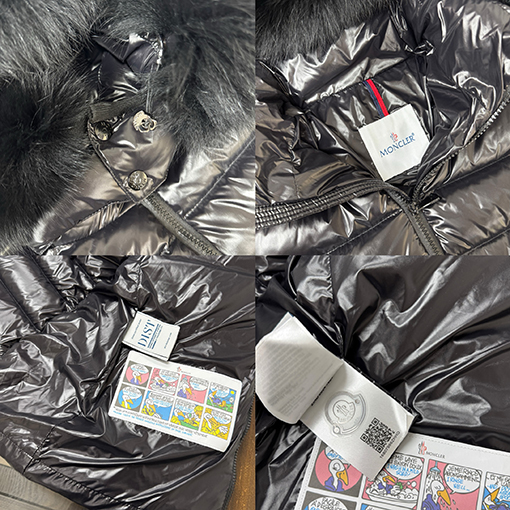 モンクレール レディースフォックスファーの襟が付いたクラシックなセレブスタイルのショートダウンジャケット