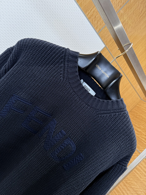 フェンディ FENDI 文字アップリケ刺繍ワッフルニットセーター