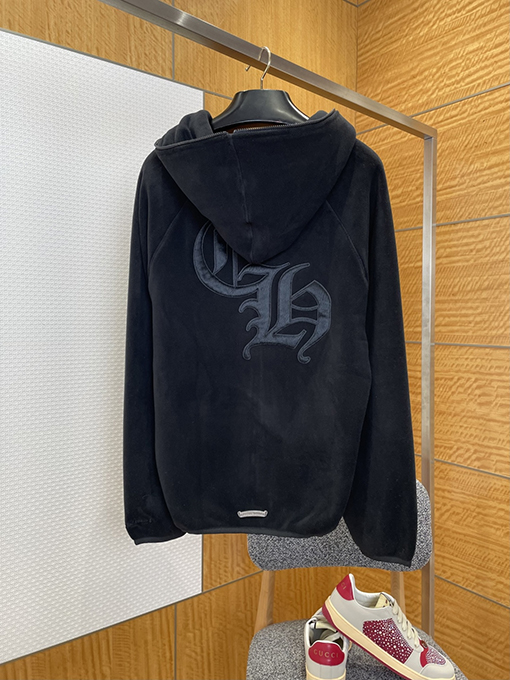 クロムハーツ 新しいクロス刺繍のフリースフード付きスウェットシャツ
