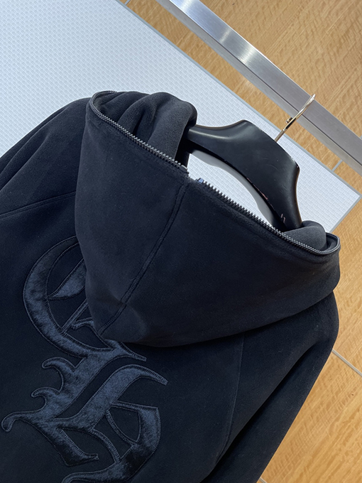 クロムハーツ 新しいクロス刺繍のフリースフード付きスウェットシャツ