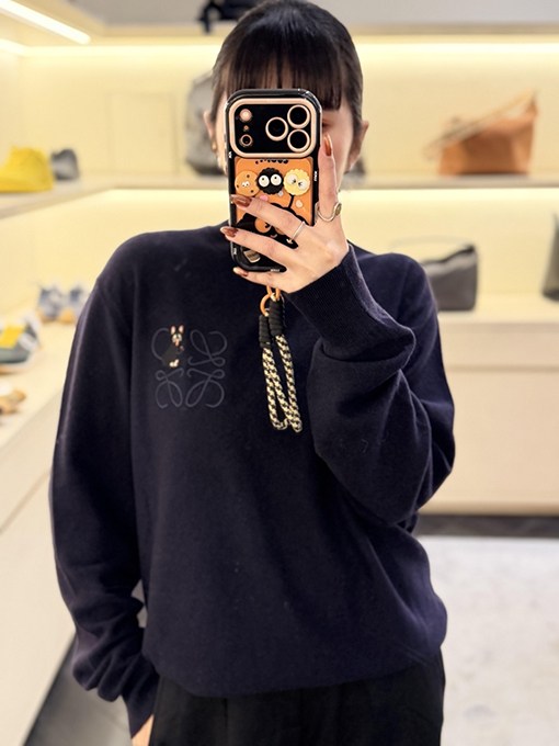 ロエベコピー 刺繍ロゴニットセーター