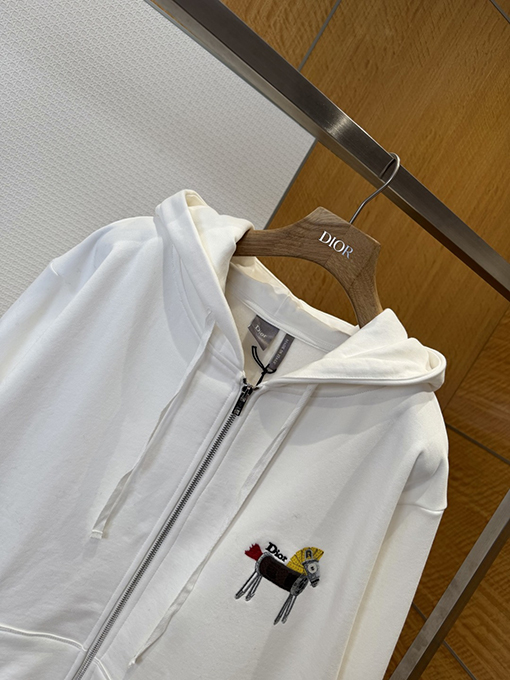 ディオール ポニー刺繍フード付きジップアップスウェットシャツジャケット