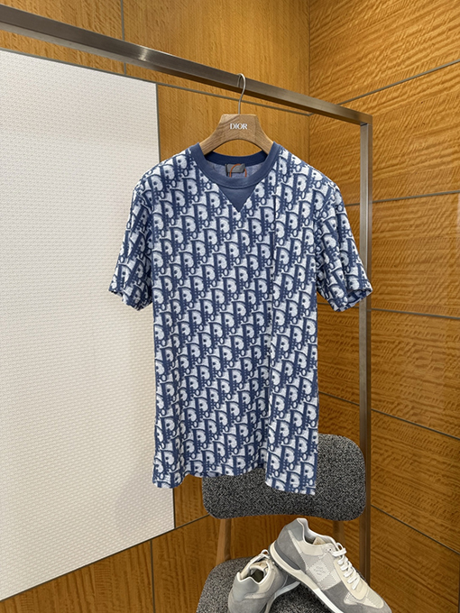 ディオールスーパーコピー モノグラムプリントのオールオーバーニット半袖Tシャツ