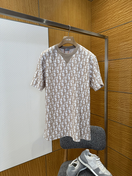 ディオールスーパーコピー モノグラムプリントのオールオーバーニット半袖Tシャツ
