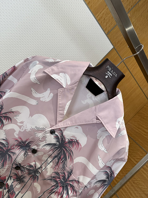 プラダコピー ココナッツグローブプリントシルクカジュアルシャツ