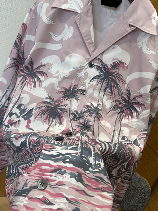 プラダコピー ココナッツグローブプリントシルクカジュアルシャツ