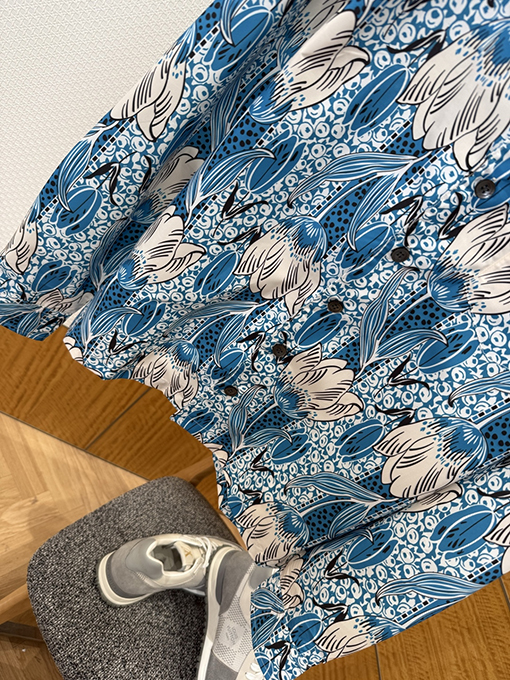 プラダ 花柄マルベリーシルク長袖シャツ