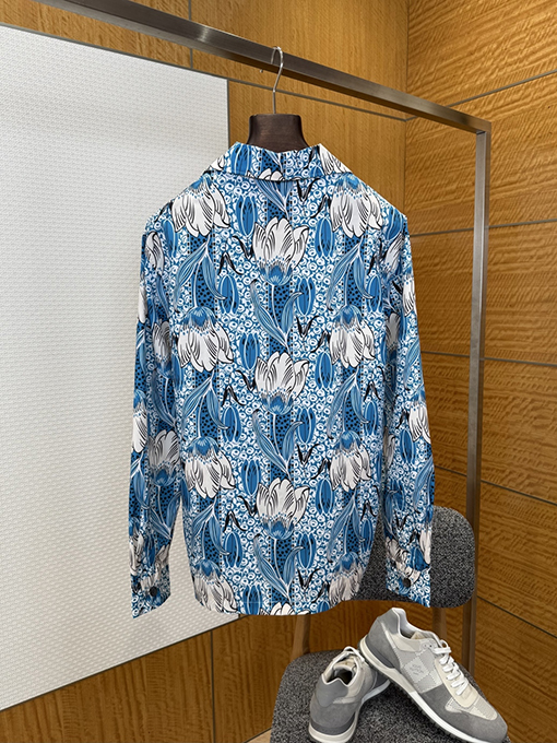 プラダ 花柄マルベリーシルク長袖シャツ