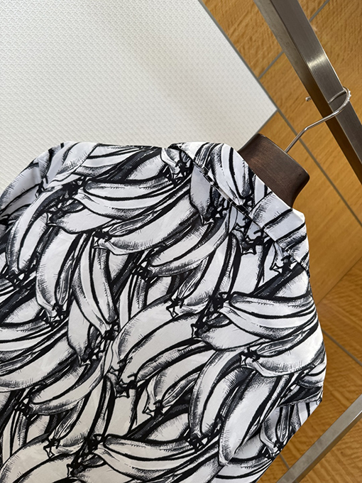 プラダ バナナプリントシルクカジュアルシャツ