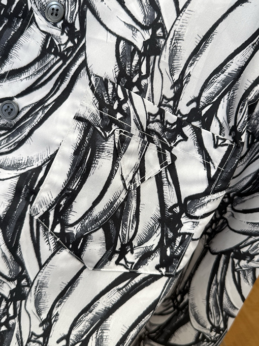 プラダ バナナプリントシルクカジュアルシャツ