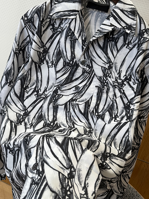 プラダ バナナプリントシルクカジュアルシャツ