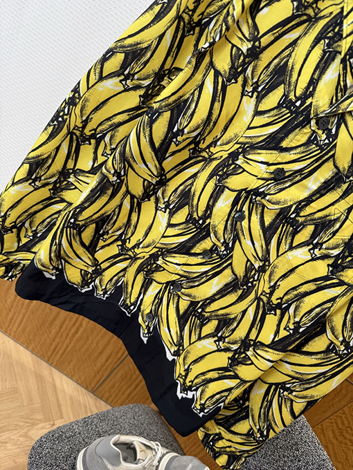 プラダ バナナプリントシルクカジュアルシャツ