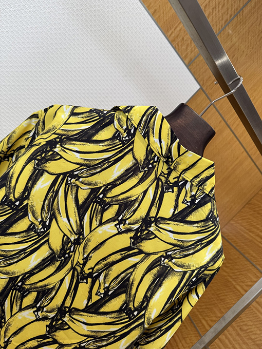 プラダ バナナプリントシルクカジュアルシャツ