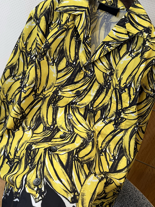 プラダ バナナプリントシルクカジュアルシャツ
