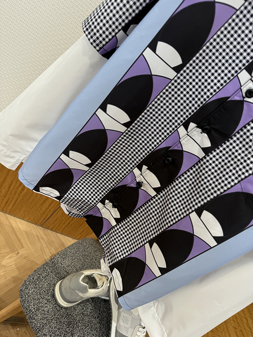 プラダ 新モデルパッチワークプリントフェイクツーピースシャツ