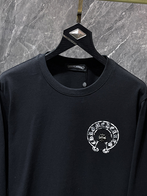 クロムハーツスーパーコピー クロス柄の刺繍とスプレーペイントをしたフォームの長袖シャツ