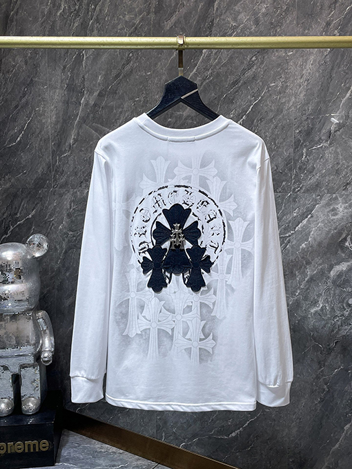 クロムハーツスーパーコピー クロス柄の刺繍とスプレーペイントをしたフォームの長袖シャツ