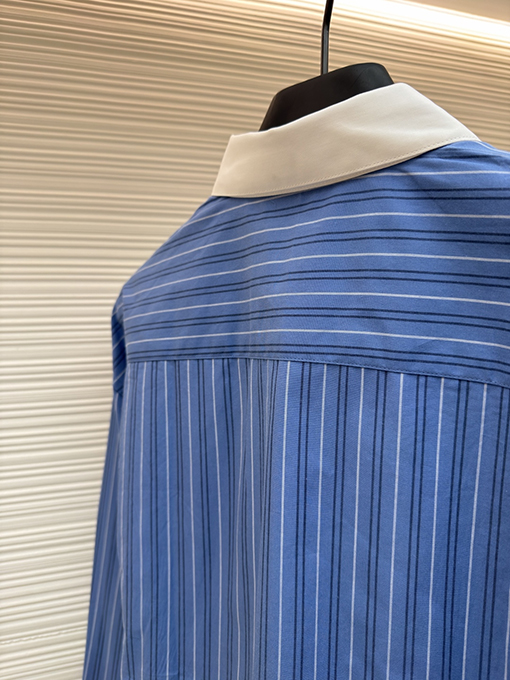 ロエベ カラーブロックのストライプ柄シングルブレストポインテッドカラー長袖シャツ