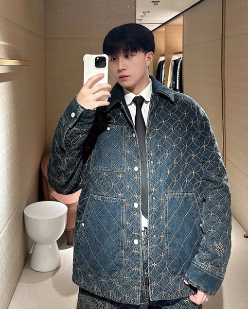 ルイヴィトン ジャカード刺繍のデニムジャケットとカプリパンツのセット