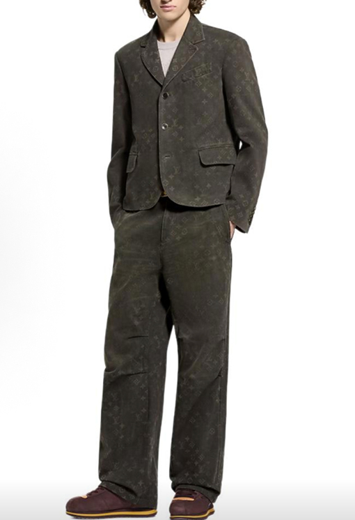 ルイヴィトン クラシックな花柄のワイドレッグカジュアルワークパンツ