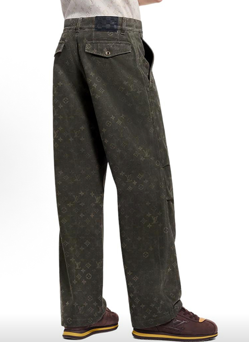 ルイヴィトン クラシックな花柄のワイドレッグカジュアルワークパンツ