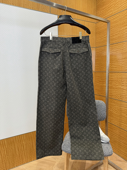 ルイヴィトン クラシックな花柄のワイドレッグカジュアルワークパンツ