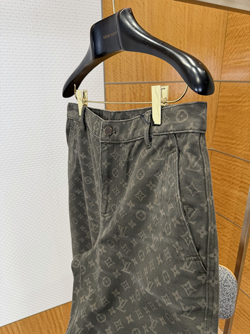 ルイヴィトン クラシックな花柄のワイドレッグカジュアルワークパンツ