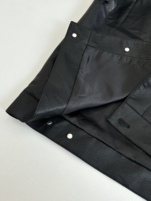 バレンシアガ Balenciaga 刺繍入りレザースリーブ付きシングルブレストレザージャケット