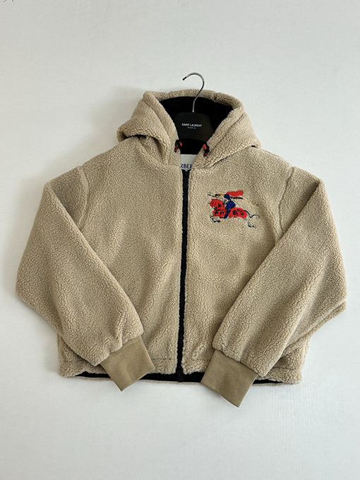 バーバリー レディース馬術騎士ロゴ ウール＆カシミア混紡フリースコート