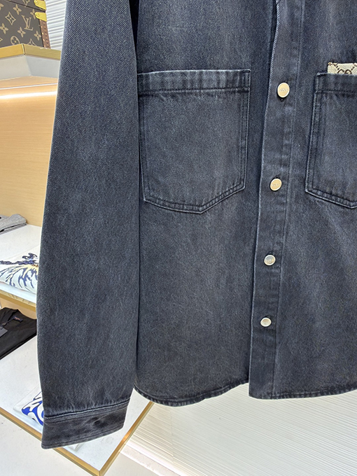 グッチ トリムポケット付きウォッシュコットンデニムジャケット