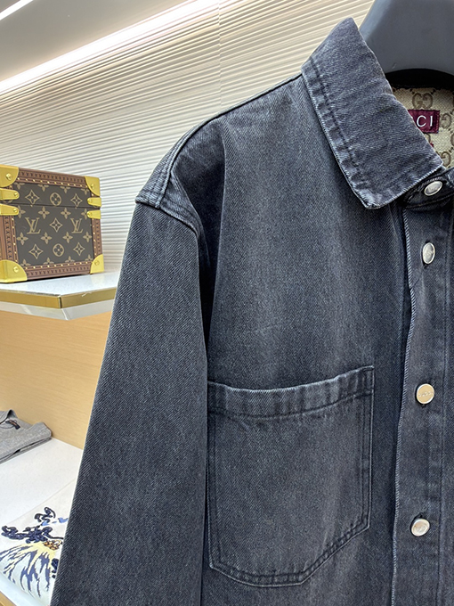 グッチ トリムポケット付きウォッシュコットンデニムジャケット