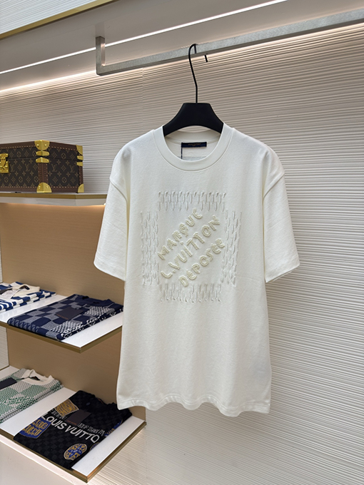 ルイヴィトン 刺繍ビーズロゴ半袖Tシャツ