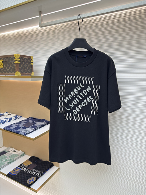 ルイヴィトン 刺繍ビーズロゴ半袖Tシャツ